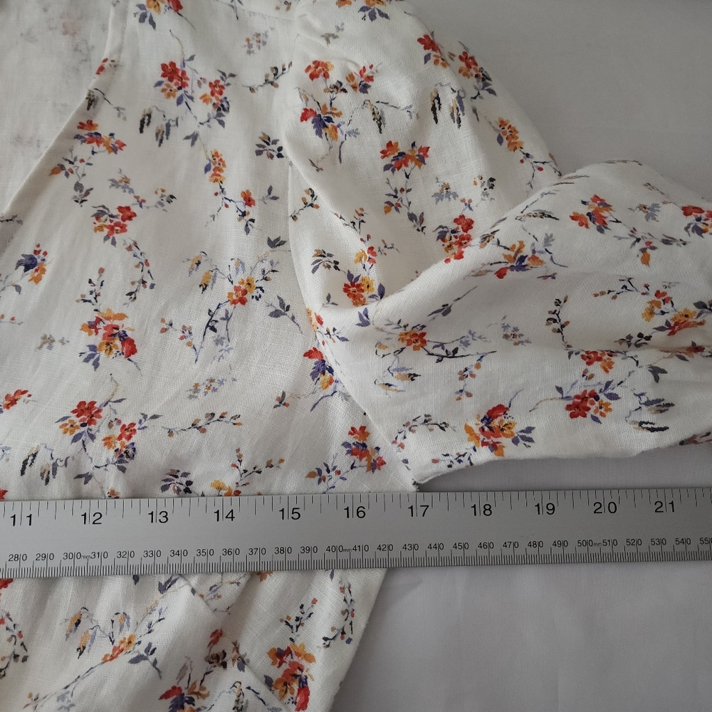 Reformation Carmelo Gabrielle Linen Floral Wrap Mini Dress Small - Picture 6 of 7